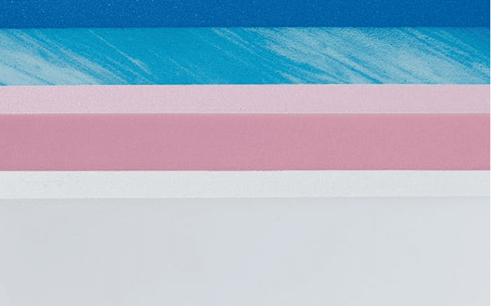 Blue, pink and white mattress foam.