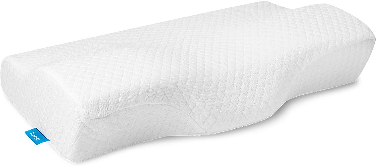 LUNA Contour Gel Memory Foam Pillow Orthopedic Sleeping – Ergonomic Cooling Cervical Pillow for Neck – Side, Back and Stomach Sleepers, (Firm & Standard Size) – CertiPUR-US Certified & USA Designed