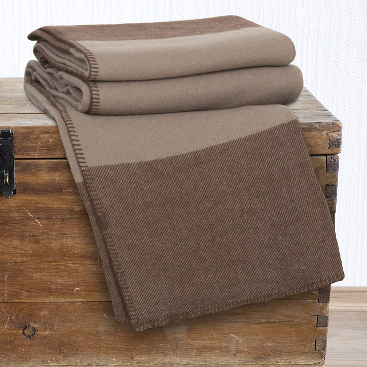 Lavish Home 100% Australian Wool Blanket, King, Brown