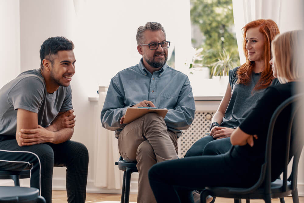 Group therapy to help alleviate anxiety symptoms for a group of young people.