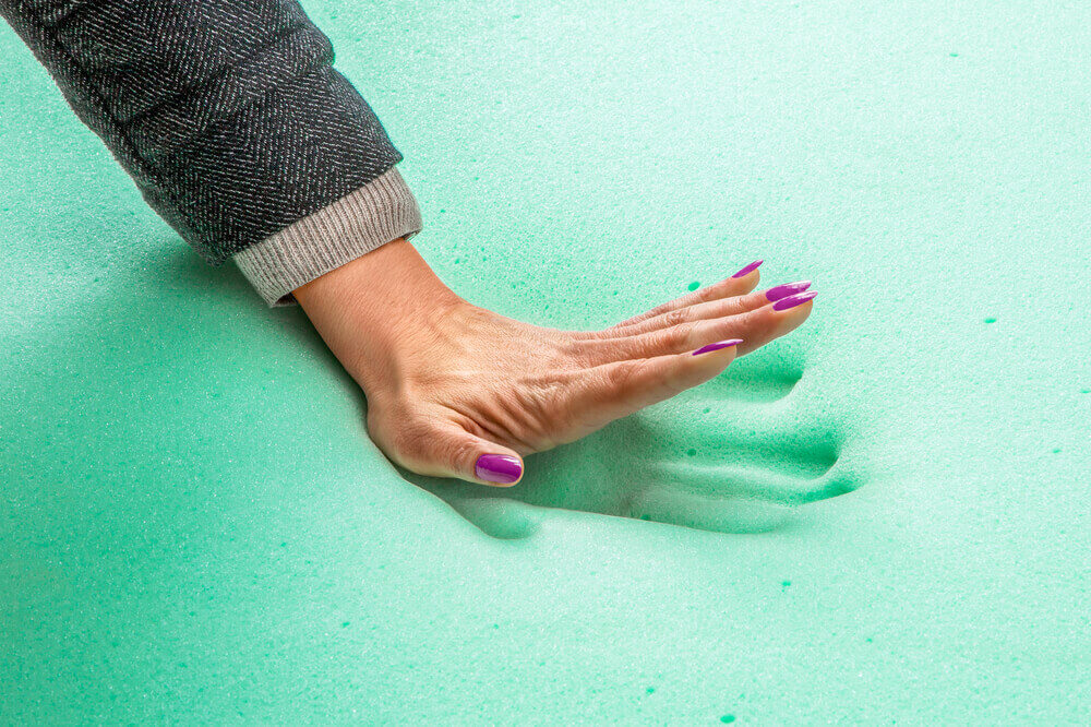 Hand stamp on memory foam mattress