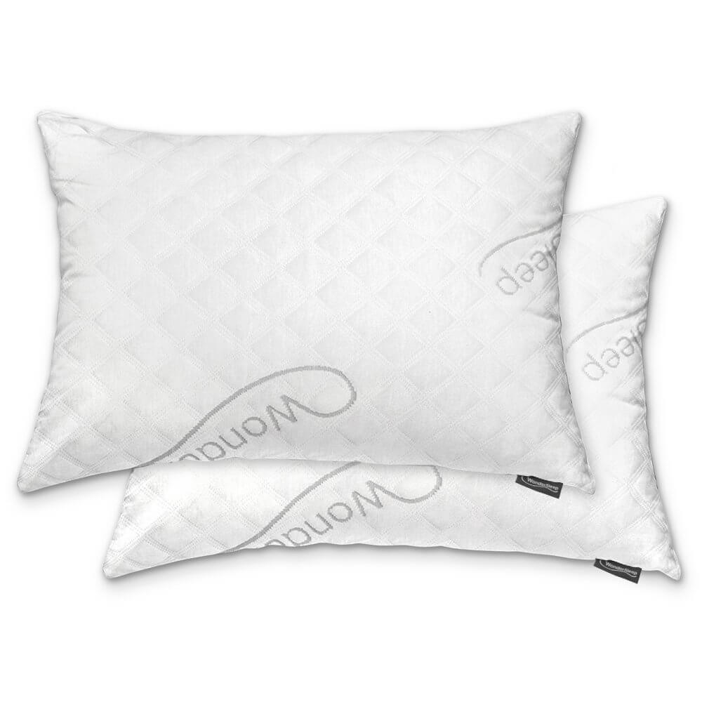 WonderSleep Premium Adjustable Loft [Queen Size 2-Pack] - Shredded Hypoallergenic Memory Foam for Home & Hotel Collection + Washable Removable Cooling Bamboo Derived Rayon Cover - 2 Pack Queen