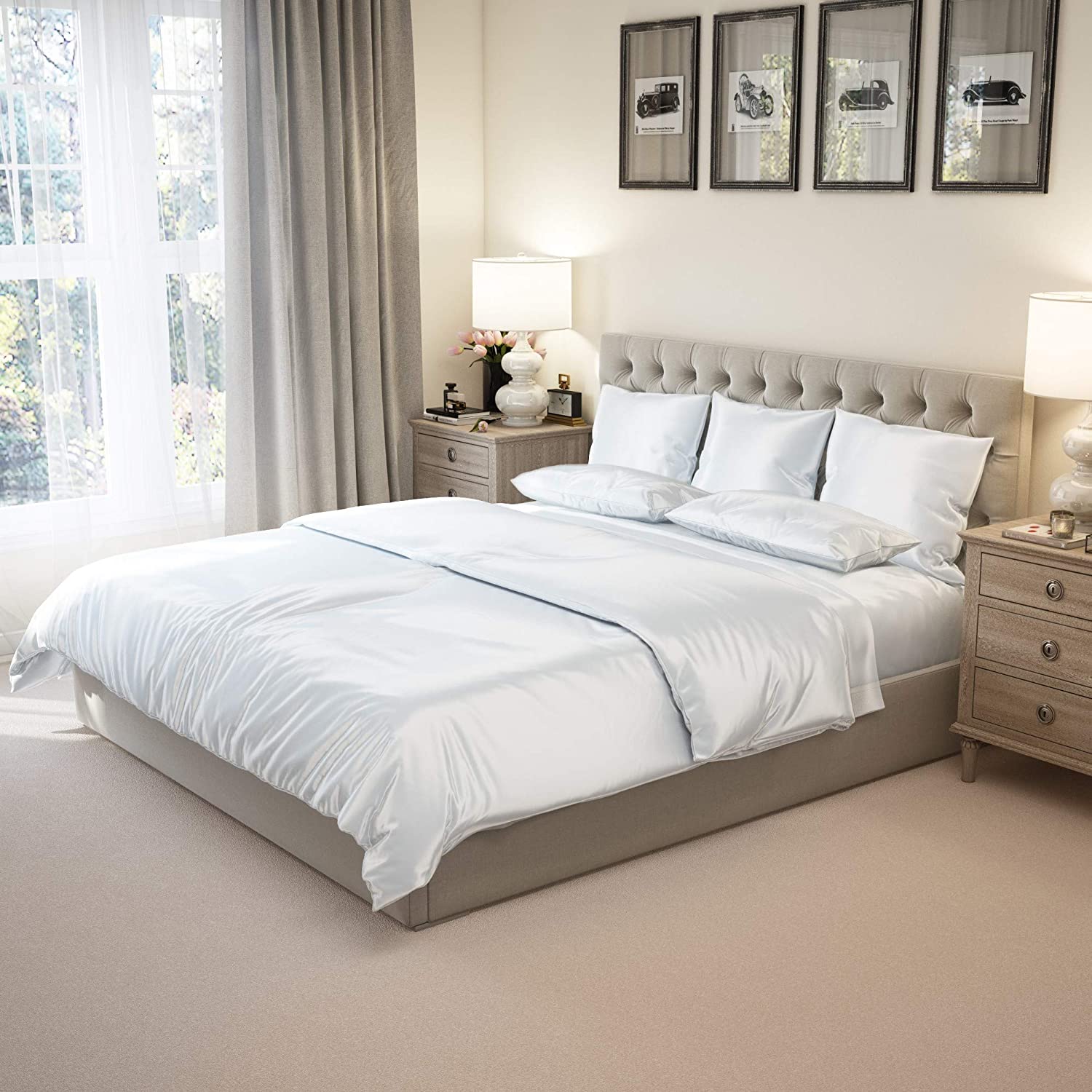 silk sheets and pillows