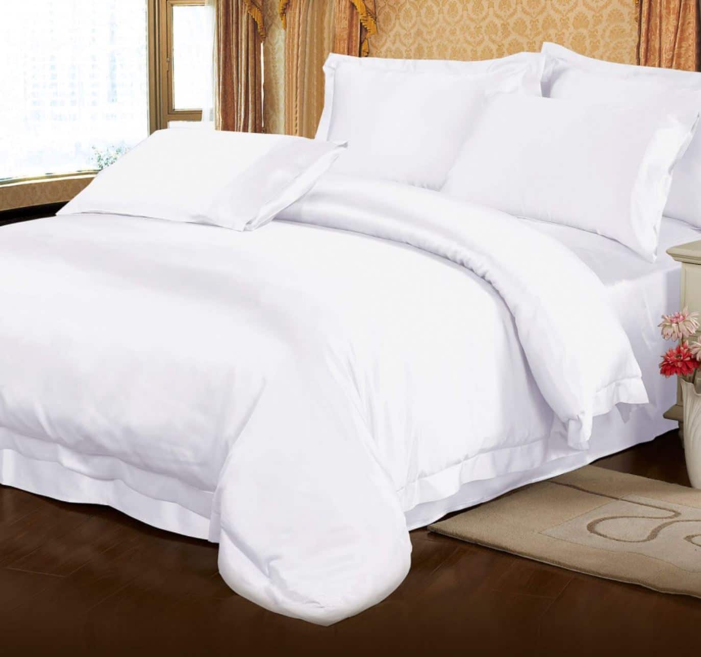 white silk sheets